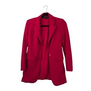Boston Proper Beyond Travel Classic Boyfriend Blazer 0 Red Bold Colorful